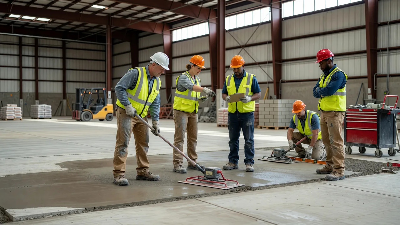 warehouse concrete floor finishing commercial contractor ohio professional crew