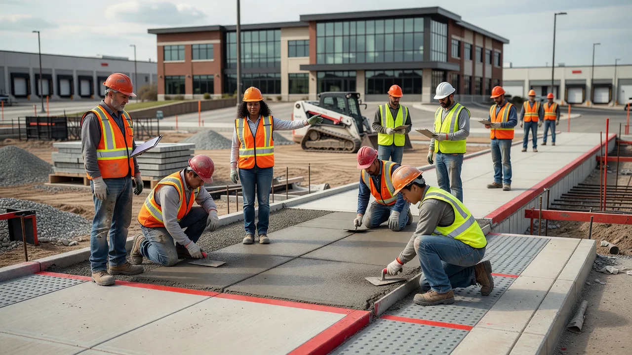 commercial ADA sidewalk ramp construction professional team