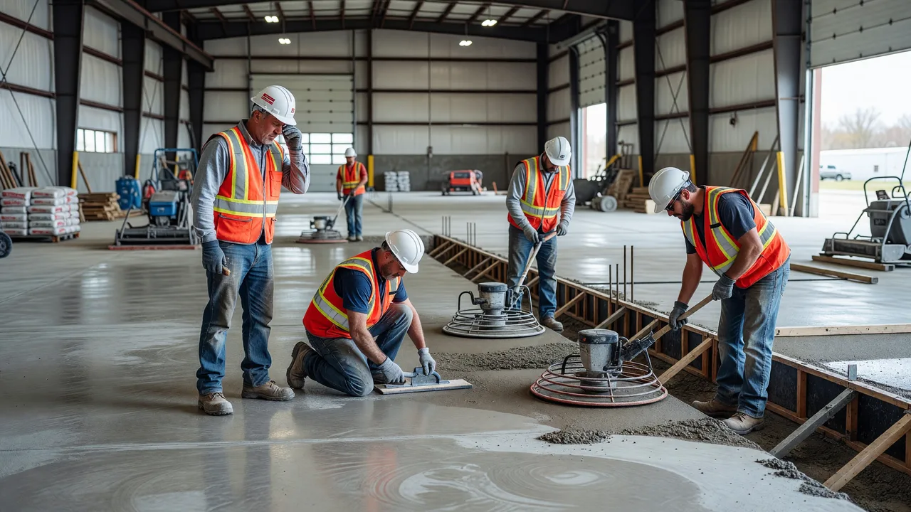 warehouse concrete floor installation professional team