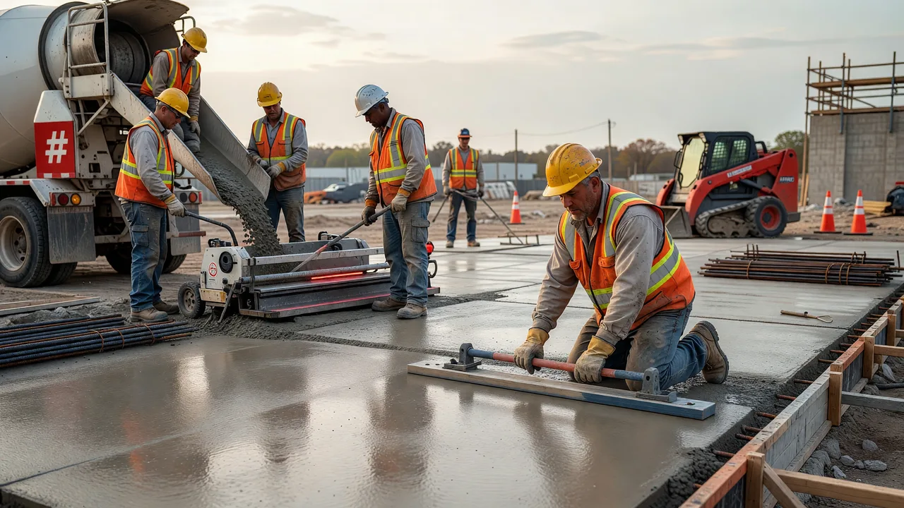 commercial concrete slab installation professional team