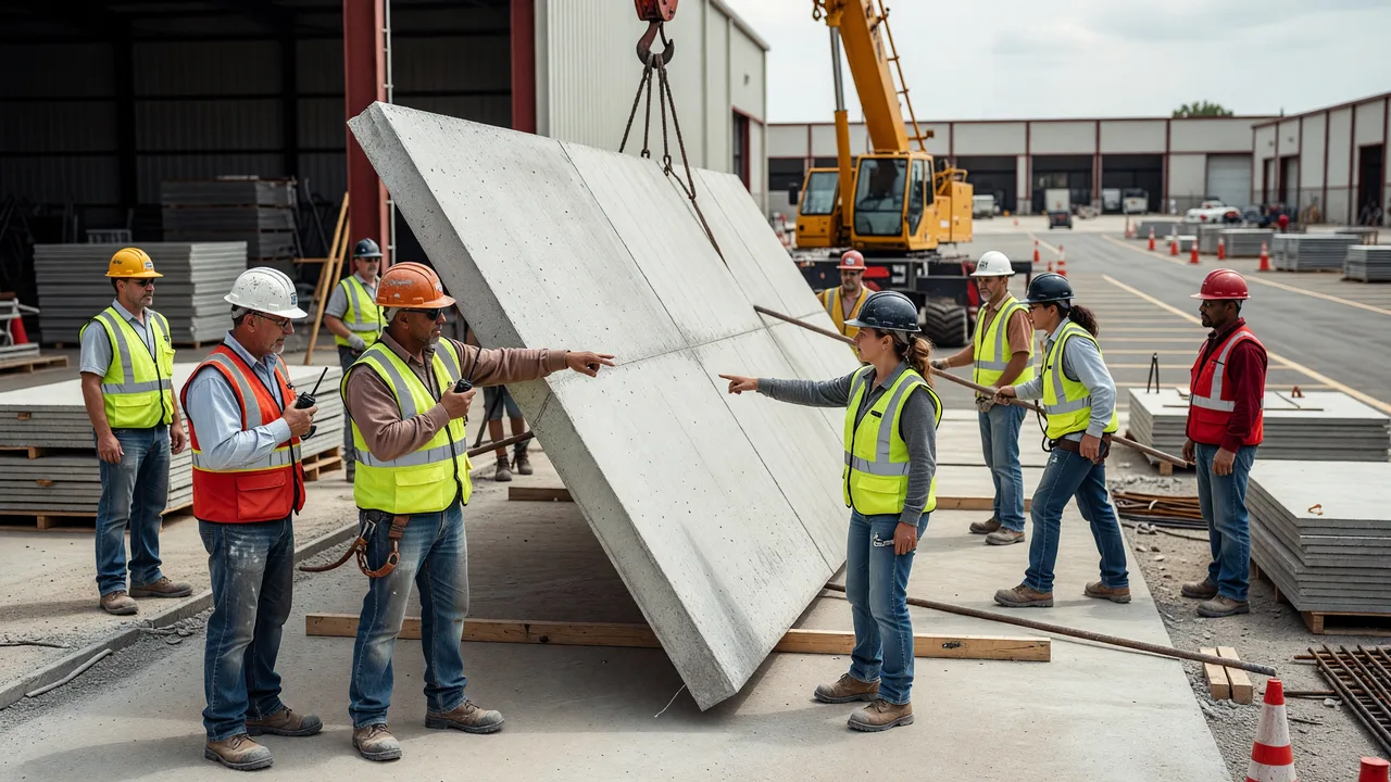 commercial tilt-up concrete panel erection jobsite professional team
