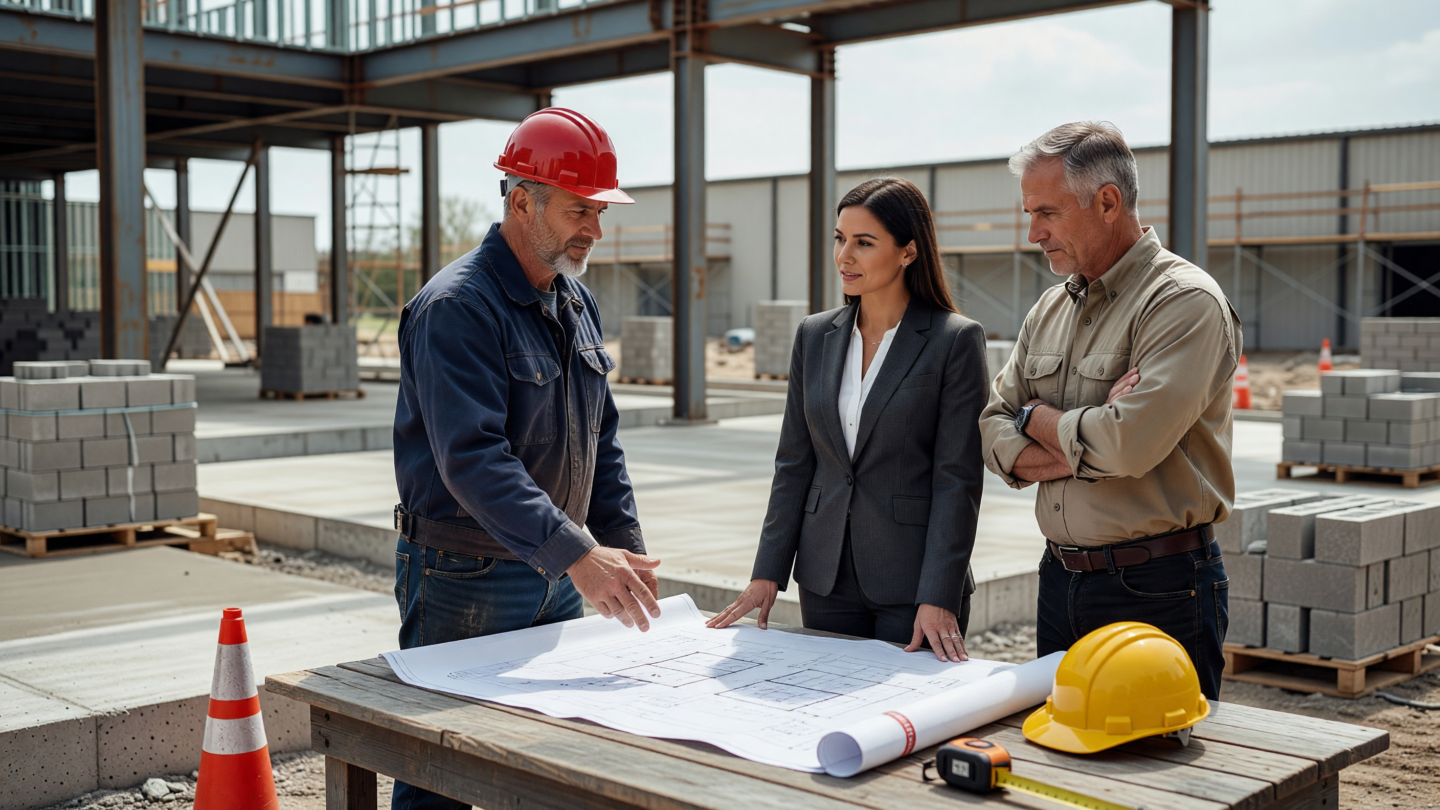 commercial site concrete estimate meeting professional contractor