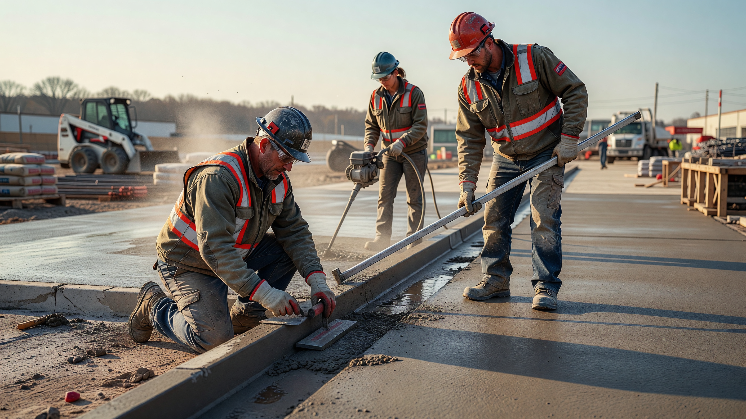 commercial concrete curb and gutter installation professional team