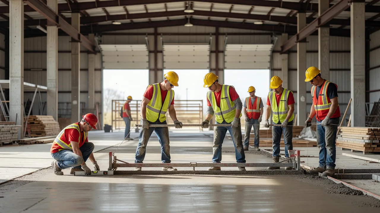 warehouse slab on grade commercial concrete crew professional team