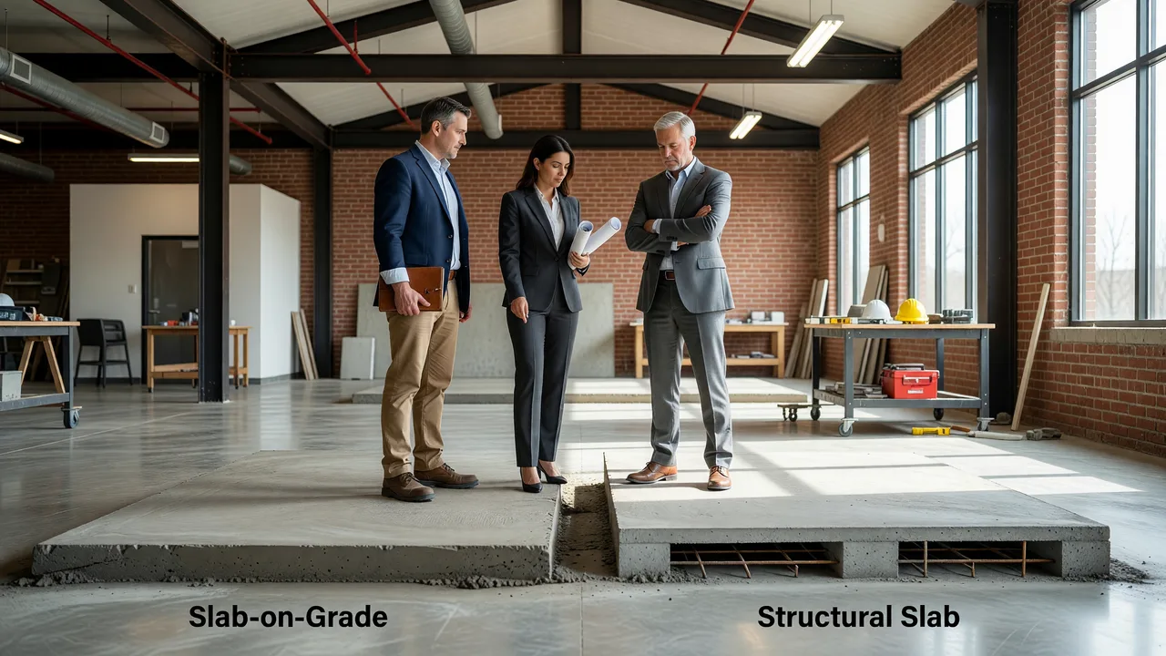 Slab-on-Grade vs Structural Slab — Which Does Your Commercial Building Need? team professional environment