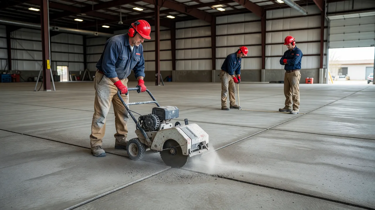 warehouse concrete saw cut joints industrial floor