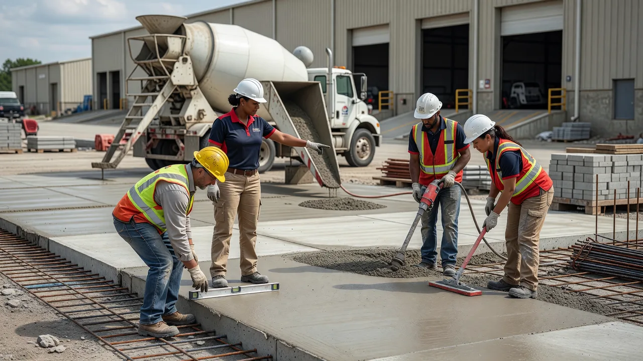 commercial dumpster pad reinforced concrete truck loading professional team