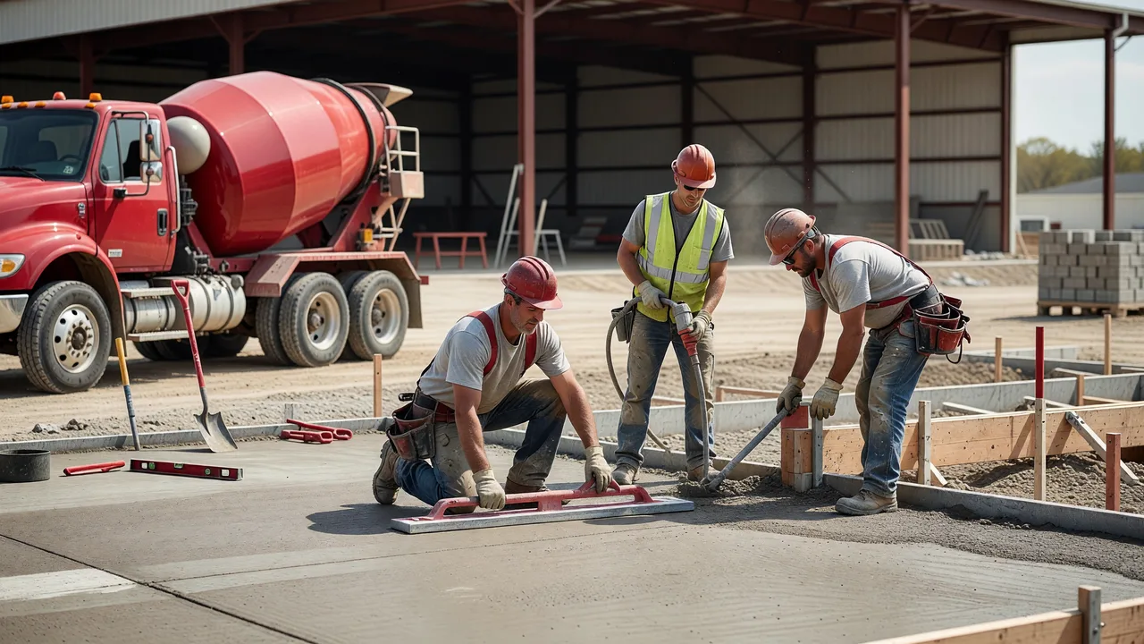 commercial equipment concrete foundation installation professional crew