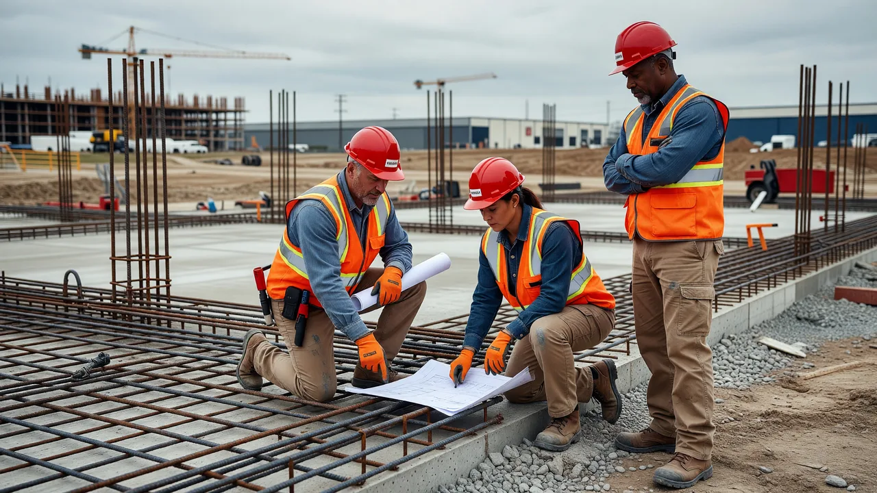 commercial concrete project planning professional team rebar slab