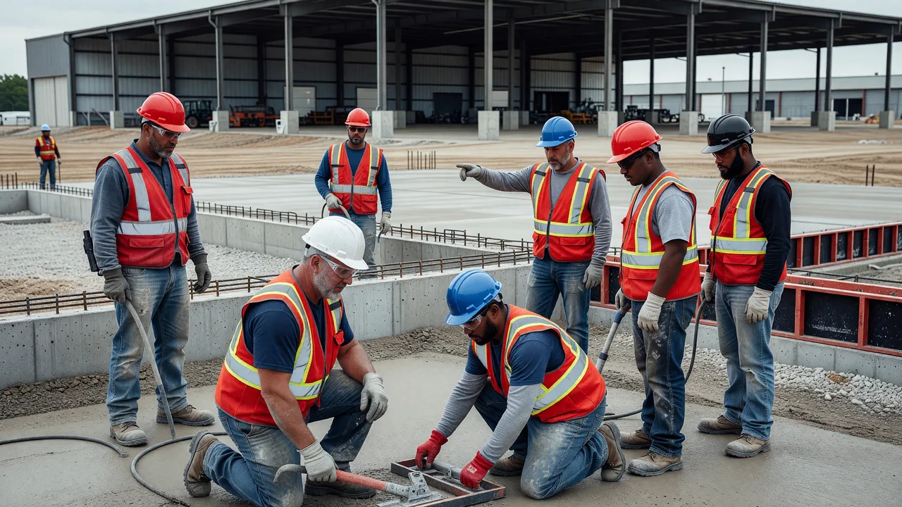 commercial concrete foundations industrial facility professional crew