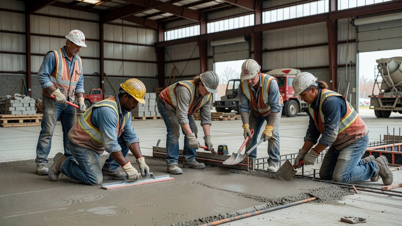 warehouse concrete slab construction professional crew