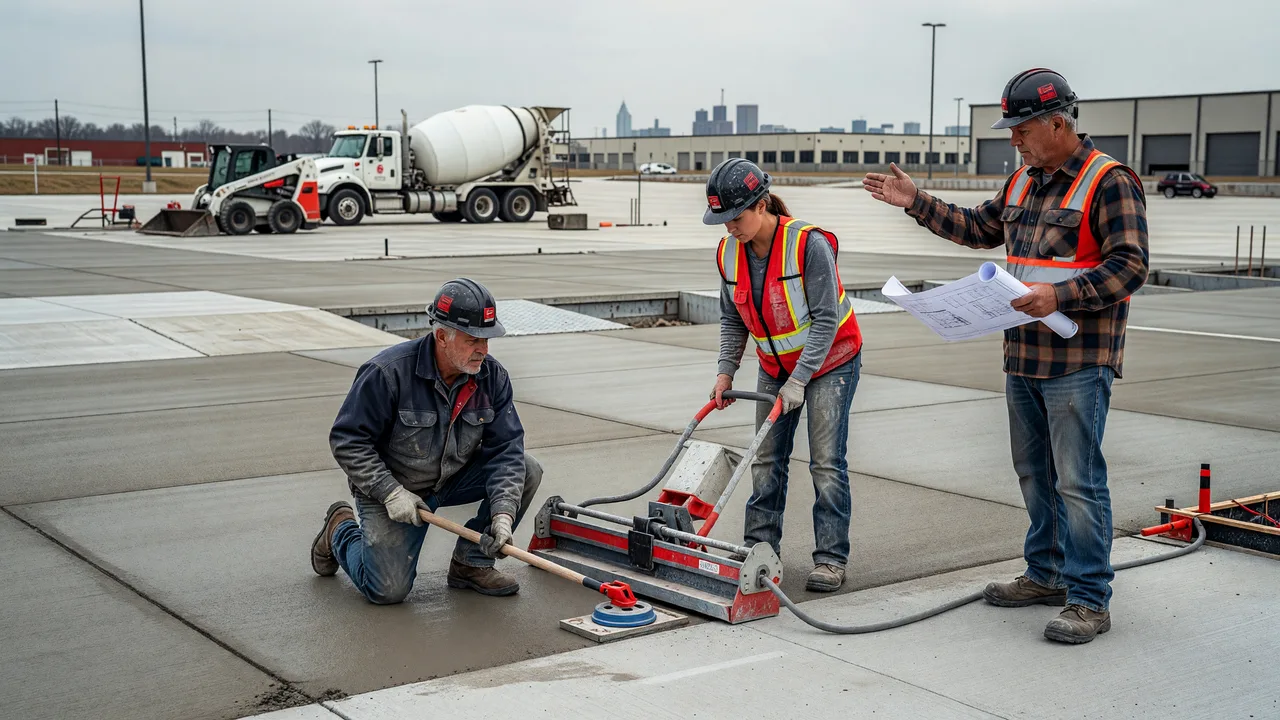 commercial concrete parking lot professional crew Northeast Ohio