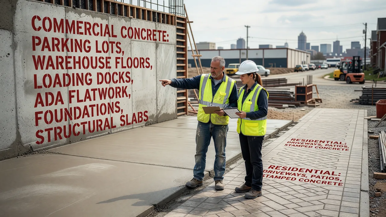 Commercial Concrete vs Residential Concrete — Key Differences Explained professional business