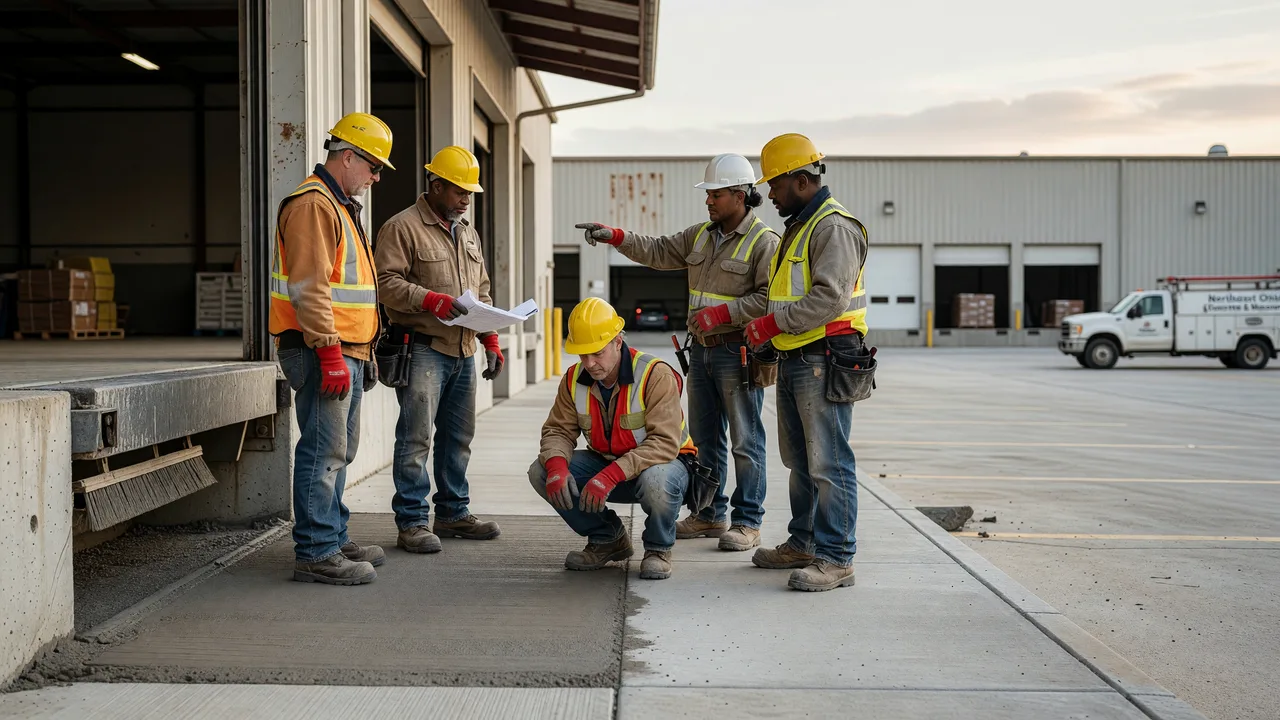 broom finish concrete sidewalk loading dock professional team