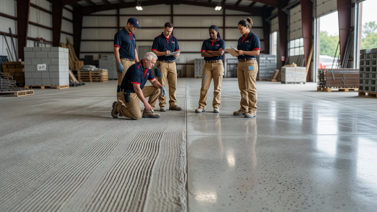Broom Finish vs Polished Concrete for Commercial Floors team professional environment