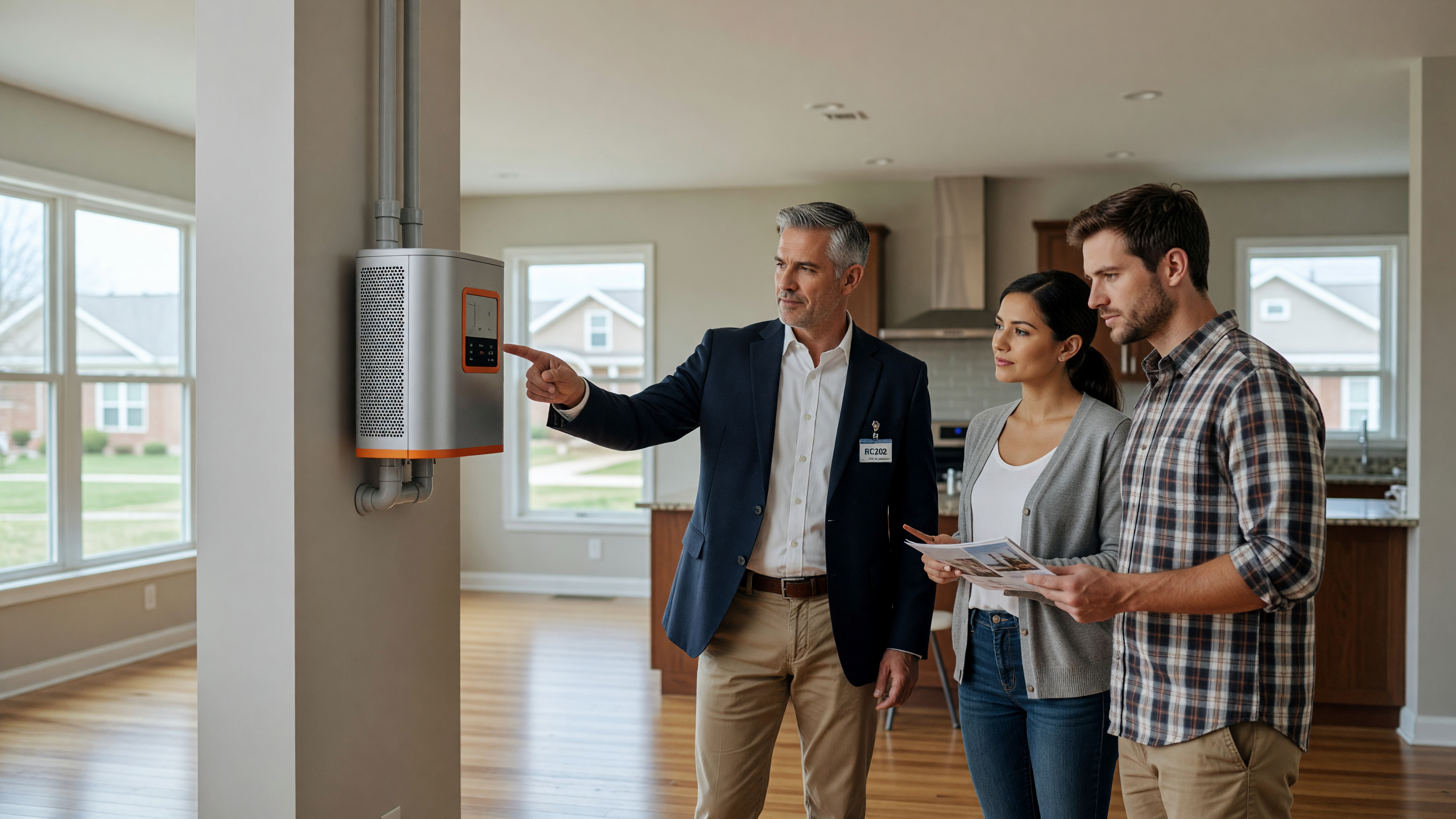real estate agent showing home client