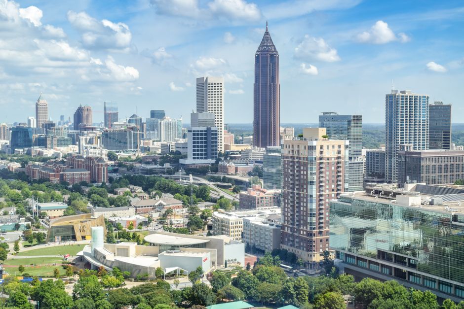 Atlanta Georgia skyline headquarters of Get Linked Up staffing