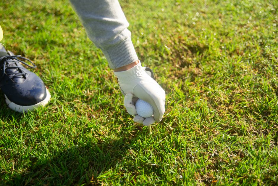 Country Club Estates Resort Golfer tees up golf ball
