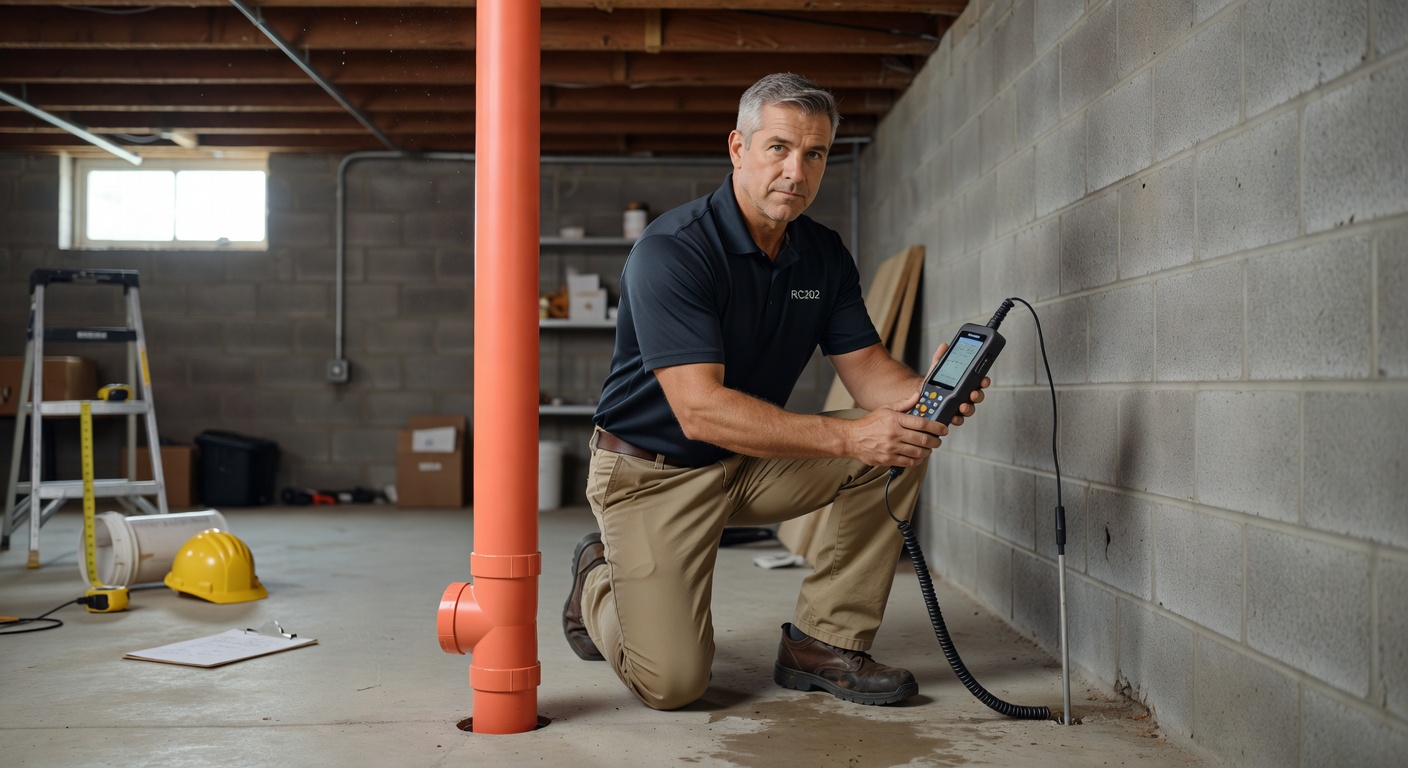 Radon Eliminator technician reviewing radon test results with Ohio homeowners